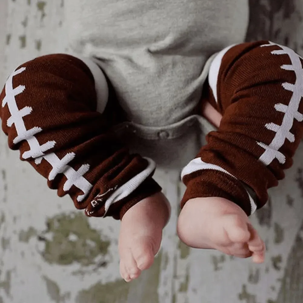 Baby Legs Football Leg Warmers - Brown Theme